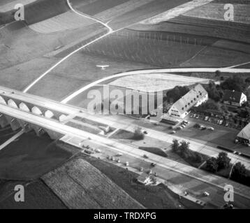 Stazione autostradale Holledau all autostrada A9, foto aerea a partire dall'anno 1961, in Germania, in Baviera Foto Stock