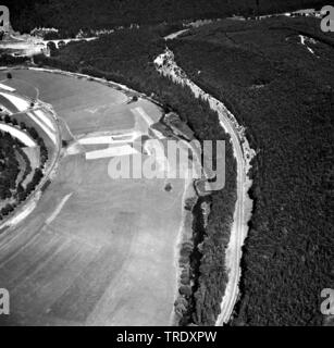 Danubio dolina tra Immendingen und Moehringen, foto aerea a partire dall'anno 1961, in Germania, in Baviera, Naturpark Obere Donau Foto Stock