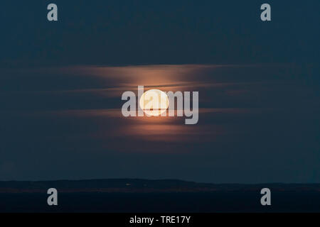Luna piena sopra la westcoast svedese, Svezia, Skagerrak Foto Stock