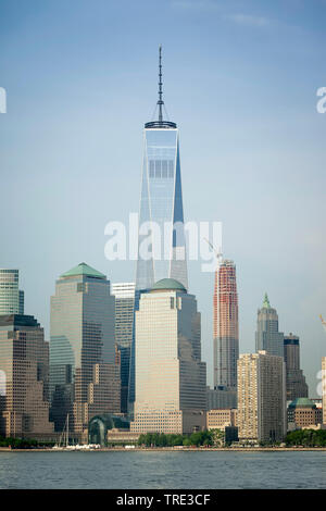 Skyline di New York, One World Trade Center, USA, New York City Foto Stock