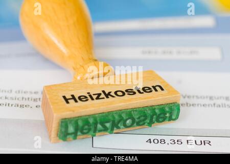 Timbro scritte Heizkosten, spese di riscaldamento, Germania Foto Stock