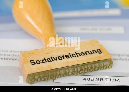 Timbro scritte Sozialversicherung, assicurazioni sociali, Germania Foto Stock