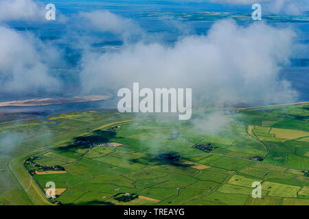 Vista aerea della penisola Eiderstedt, Germania, Schleswig-Holstein, Schleswig-Holstein il Wadden Sea National Park Foto Stock