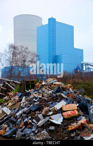 Rifiuti di fronte impianto alimentato a carbone Datteln, carbone phase-out 2038, in Germania, in Renania settentrionale-Vestfalia, la zona della Ruhr, Datteln Foto Stock