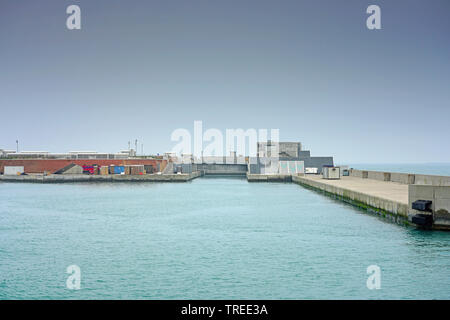 Venezia, Italia -10 APR 2019- Vista del MOSE (Modulo Sperimentale Elettromeccanico, Modulo Sperimentale Elettromeccanico) progetto di infrastruttura in t Foto Stock