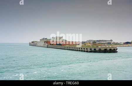 Venezia, Italia -10 APR 2019- Vista del MOSE (Modulo Sperimentale Elettromeccanico, Modulo Sperimentale Elettromeccanico) progetto di infrastruttura in t Foto Stock