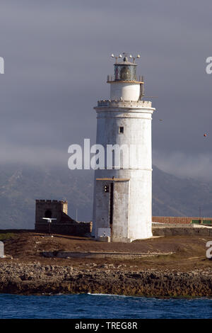 Faro de Tarifa su Isla de las palomas, Spagna Tarifa Foto Stock