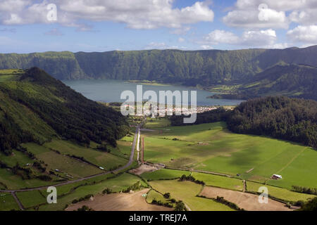 Twin Lakes, Azzorre, Sao Miguel, Sete Cidades Foto Stock