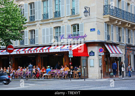 Le Bonaparte caffè-ristorante, rue Guillaume Apollinaire, Parigi, Ile-de-France, Francia Foto Stock