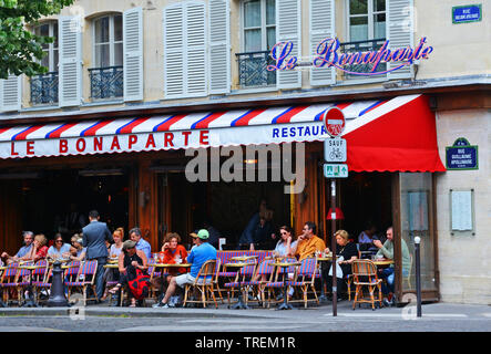 Le Bonaparte caffè-ristorante, rue Guillaume Apollinaire, Parigi, Ile-de-France, Francia Foto Stock