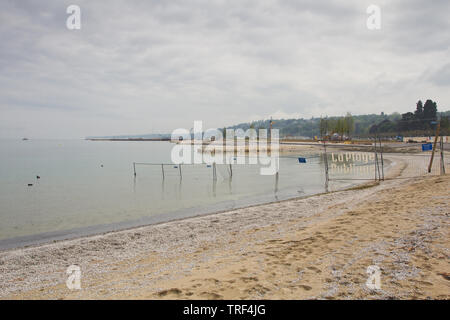 La Plage Publique des Eaux-Vives - la costruzione di una nuova spiaggia pubblica a Ginevra (2019) Foto Stock