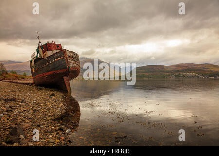 Corpach barca da pesca relitto corpach Fort William highlands scozzesi uk Foto Stock