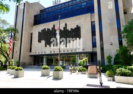 La facciata anteriore di rame installazione di arte, fratellanza dell uomo da Nechemia Azaz, all università di passo, un ritmo Plaza, New York, NY, STATI UNITI D'AMERICA Foto Stock