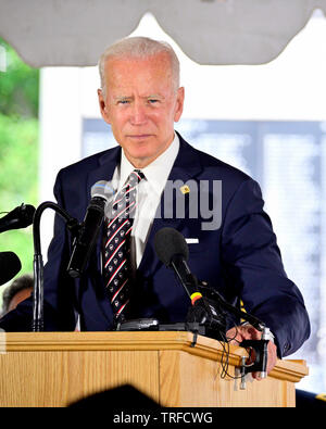 Ex Vice Presidente Joe Biden parla all'annuale Delaware Giorno Memoriale della cerimonia, New Castle, DE Il 30 maggio 2019. Foto Stock