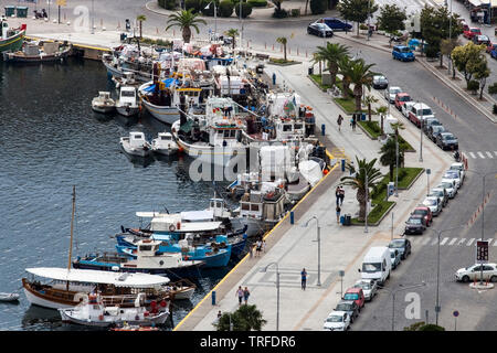 Strada costiera a Kavala, lungomare, Grecia Foto Stock