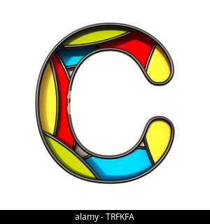 Più strati di colore font Letter C 3D rendering immagine isolata su sfondo bianco Foto Stock