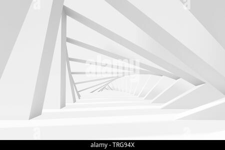 Abstract ritorto bianco tunnel prospettiva di sfondo. 3D render illustrazione Foto Stock