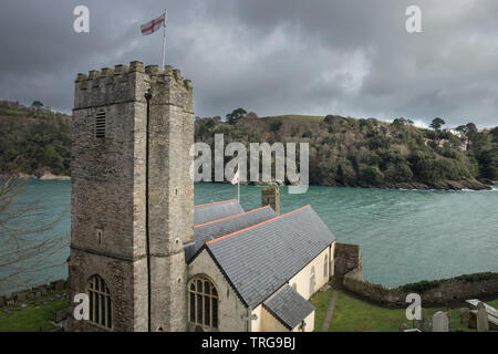 Punto di castello a St Petrox Chiesa, Dartmouth, Devon, Inghilterra, Regno Unito Foto Stock