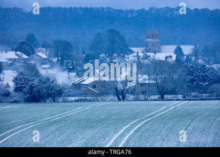 Milborne Port nella neve, Somerset, Inghilterra, Regno Unito Foto Stock