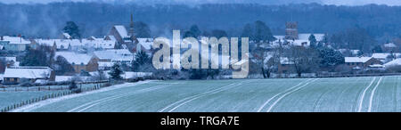 Milborne Port nella neve, Somerset, Inghilterra, Regno Unito Foto Stock