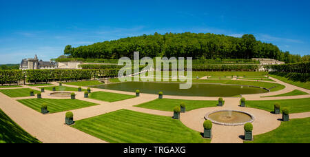 Chateau de Villandry e i suoi giardini, Indre-et-Loire department, Center-Val de Loire, Francia Foto Stock