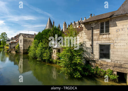 Fiume Indre a città reale di Loches, Indre et Loire, centro Val de Loire, Francia Foto Stock