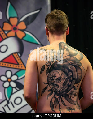 Corn Exchange, Edimburgo, Scozia, Regno Unito, 9° Scottish Tattoo Convention Foto Stock