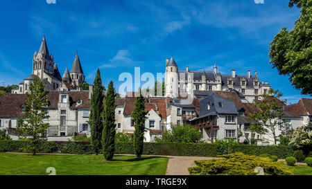 Logis Royal e Collegiata Saint-Ours a città reale di Loches, Indre et Loire, centro Val de Loire, Francia Foto Stock