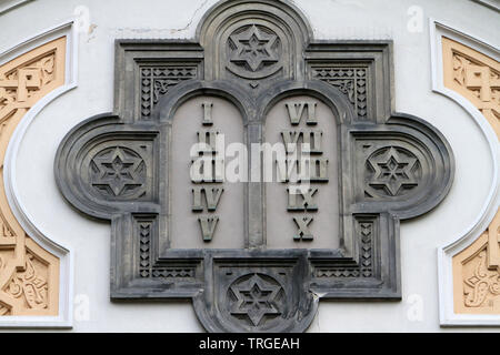 Les 10 commandements. Sinagoga Espagnole. Praga. Repubblica ceca. Foto Stock