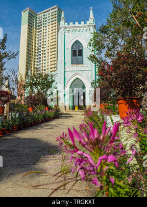 Macao,Cina - Novembre 2018: Il San Michele e la cappella del cimitero circostante nel centro della città Foto Stock