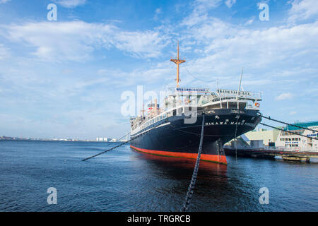 Hikawa Maru nave nella baia di Yokohama in Giappone Foto Stock