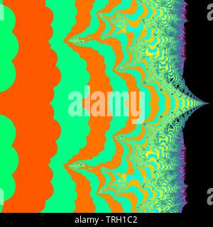 Computer grafica immagine della bellissima e affascinante comportamento frattale di una funzione matematica, iterazione numeri complessi. Foto Stock