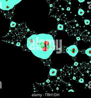 Computer grafica immagine della bellissima e affascinante comportamento frattale di una funzione matematica, iterazione numeri complessi. Foto Stock