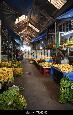 Banane venditori al mercato Devaraja a Mysore, India Foto Stock