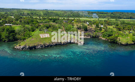 Vista aerea di tufi, Cape Nelson, Oro, provincia di Papua Nuova Guinea Foto Stock