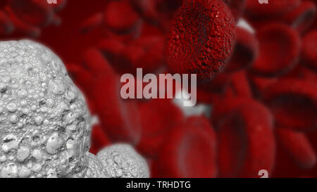 Illustrazione di cellule bianche del sangue e cellule di sangue rosse utilizzato in medicina o scienza Foto Stock