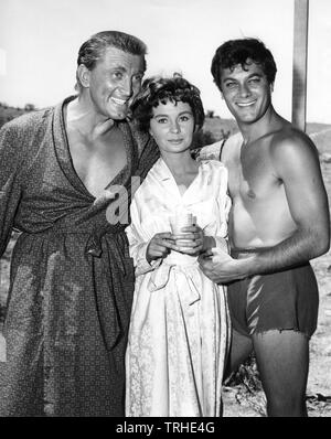 Kirk Douglas Jean Simmons su Imposta cattura candide Spartaco 1960 regista Stanley Kubrick sceneggiatura Dalton Trumbo romanzo Howard Veloce Bryna Productions / Universal Pictures Foto Stock