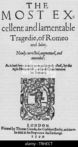 ROMEO E GIULIETTA di William Shakespeare in un volume unico edizione del 1599 Foto Stock