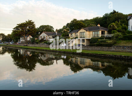 Tramonto sul Canal a Bude sulla North Cornwall Coast Inghilterra, Regno Unito Foto Stock