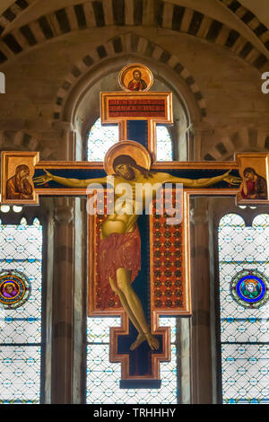 Crocifisso, Cimabue, 1267-71, Basilica di San Domenico, Arezzo, Toscana, Italia, Europa Foto Stock