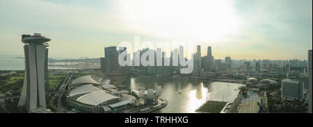 Epic panorama della skyline di Singapore dal Flyer Foto Stock