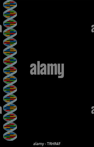 Sfondo di DNA. Seamless estensibile per scorrere verso il basso - illustrazione su sfondo nero. Foto Stock