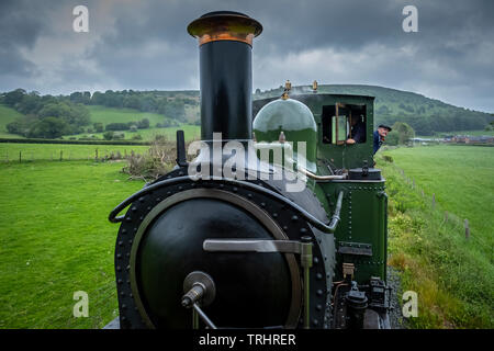 Locomotore e del macchinista, Llanfair e Welshpool Steam Railway, Galles Foto Stock