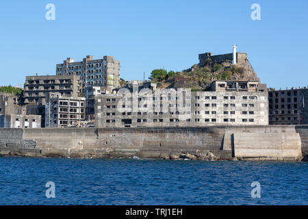 Gunkanjima / Isola di Hashima / corazzata isola, a Nagasaki, in Giappone Foto Stock