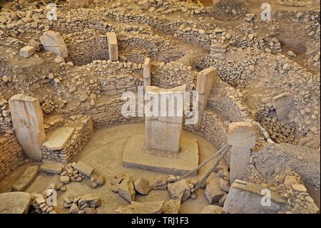 Scavo Archeologico di pietra antica sito cerimoniale a Gobekli Tepe in Sanliurfa, Turchia Foto Stock