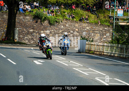I motociclisti a Isle of Man TT la gara su strada, 2019 Foto Stock
