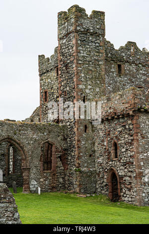 La cattedrale, il castello di Peel, Isola di Man, REGNO UNITO Foto Stock