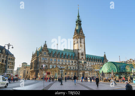 Amburgo, Germania - 07 Novembre 2018: Hamburg City Hall o Rathaus nel centro di Amburgo Foto Stock