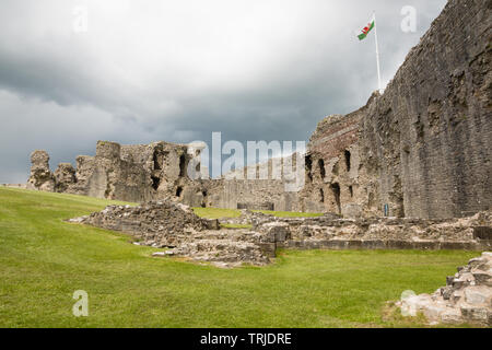 Le rovine di Denbigh castello edificato nel XIII secolo da Enrico il primo come parte delle sue fortificazioni militari di sottomettere il Welsh Foto Stock