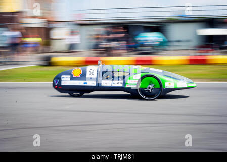 24 Maggio 2019 - Berghem, il Netherelands. SHELL ECO-MARATHON 'evento Challenger". THM efficienza Motorsport-Team Prototype (Technische Hochschule für Mittel Foto Stock